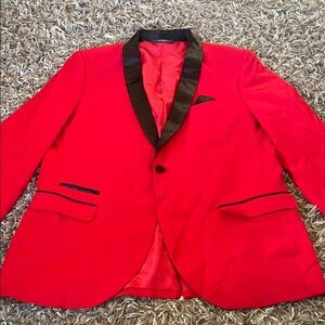 West end Red Blazer tuxedo jacket with Black Trim size 44L 38 W